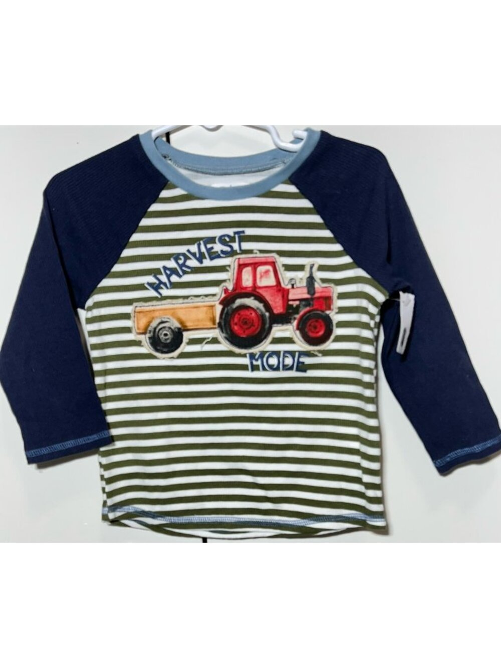 Mud Pie 12m 18m NWT stripe Tractor Harvest Mode shirt applique waffle weave